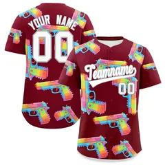Crimson White Sugar-Coated Firepower Graffiti Baseball Jersey 1