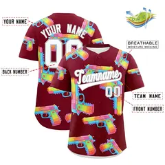 Crimson White Sugar-Coated Firepower Graffiti Baseball Jersey 2
