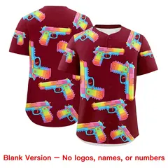 Crimson White Sugar-Coated Firepower Graffiti Baseball Jersey 4