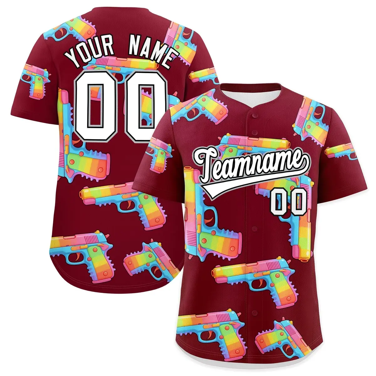 Crimson White Sugar-Coated Firepower Graffiti Baseball Jersey