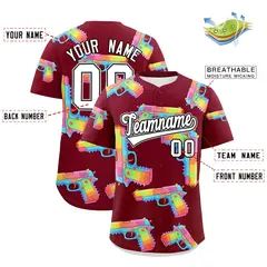 Crimson White Sugar-Coated Firepower Graffiti Baseball Jersey 2