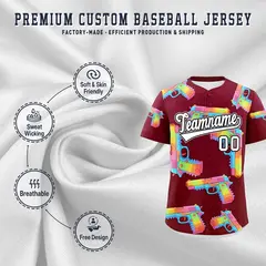 Crimson White Sugar-Coated Firepower Graffiti Baseball Jersey 3