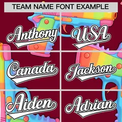 Crimson White Sugar-Coated Firepower Graffiti Baseball Jersey 5