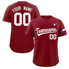 Crimson White Texas Flag Classic Authentic Baseball Jersey