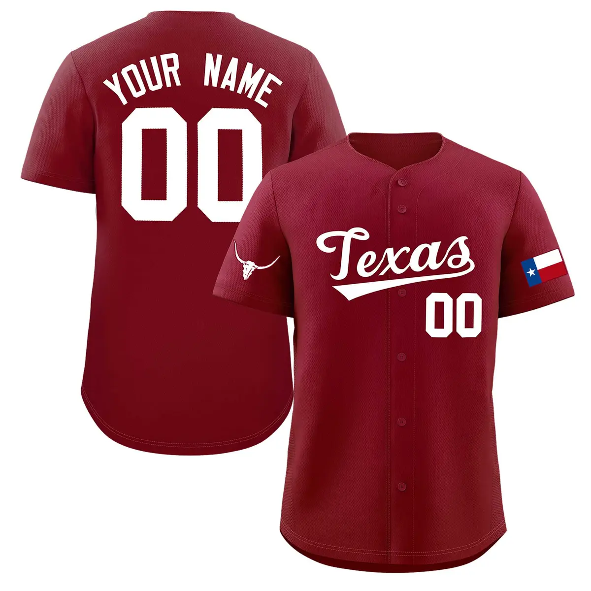 Crimson White Texas Flag Classic Authentic Baseball Jersey