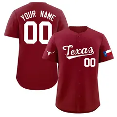 Crimson White Texas Flag Classic Authentic Baseball Jersey