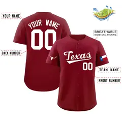 Crimson White Texas Flag Classic Authentic Baseball Jersey 2