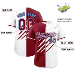 Crimson White Tiger Claw Scratch Split Baseball Jersey 2