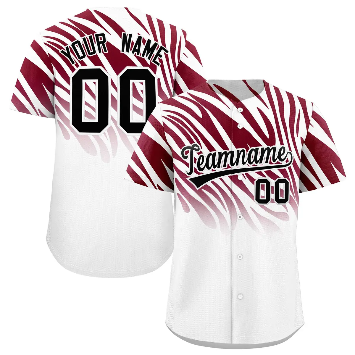 Crimson White Tiger Stripe Gradient Baseball Jersey