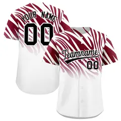 Crimson White Tiger Stripe Gradient Baseball Jersey