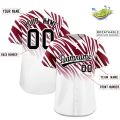 Crimson White Tiger Stripe Gradient Baseball Jersey 2