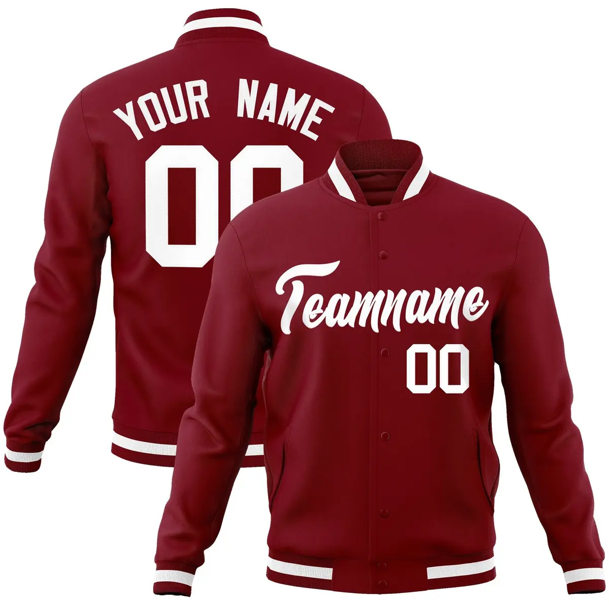 Crimson White Varsity Full-Snap Letterman Jacket