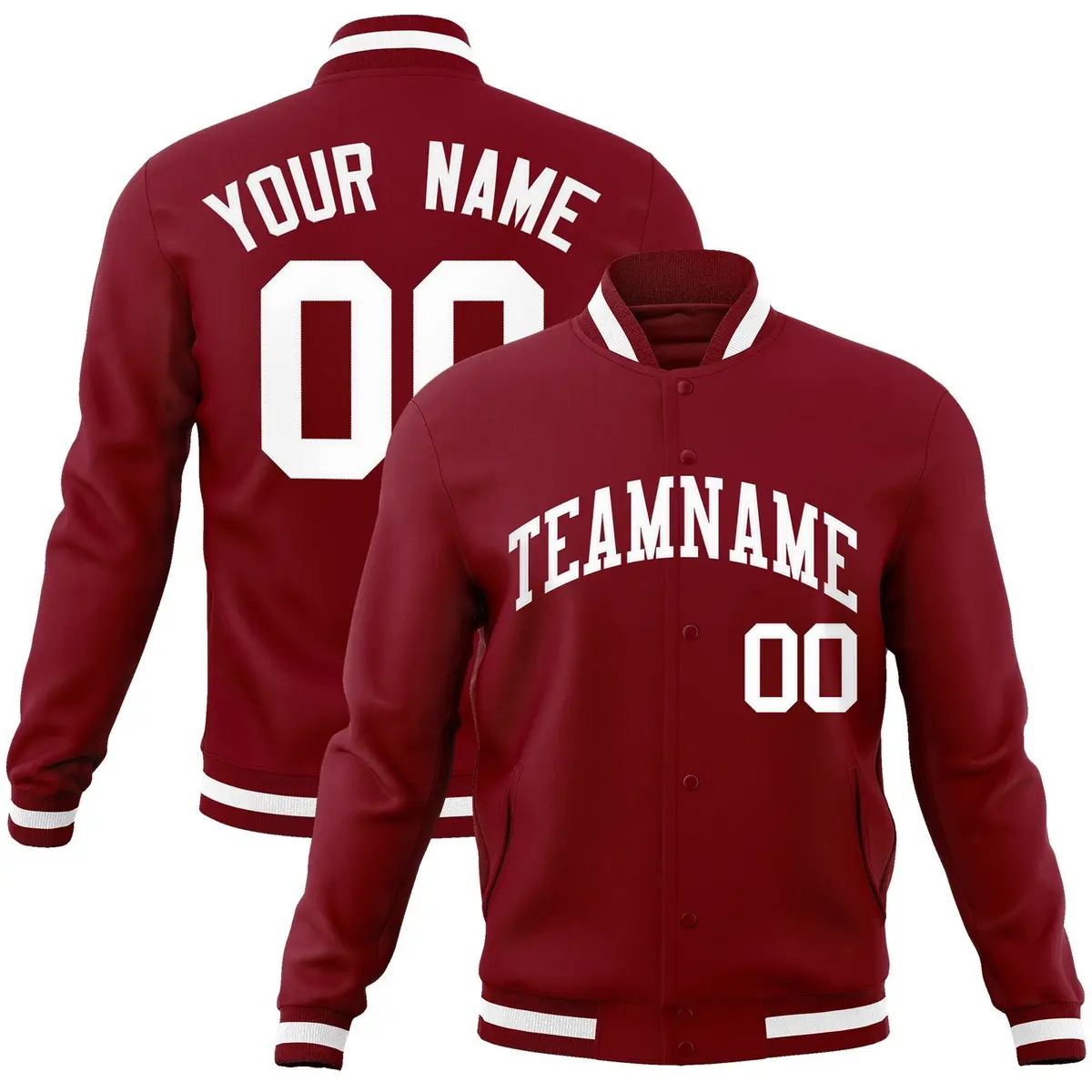 Crimson White Varsity Full-Snap Letterman Jacket