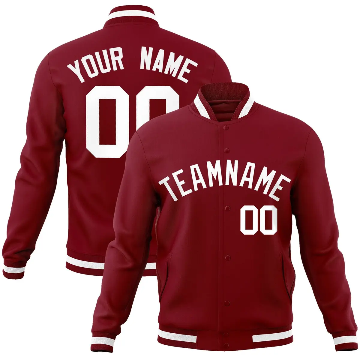 Crimson White Varsity Full-Snap Letterman Jacket