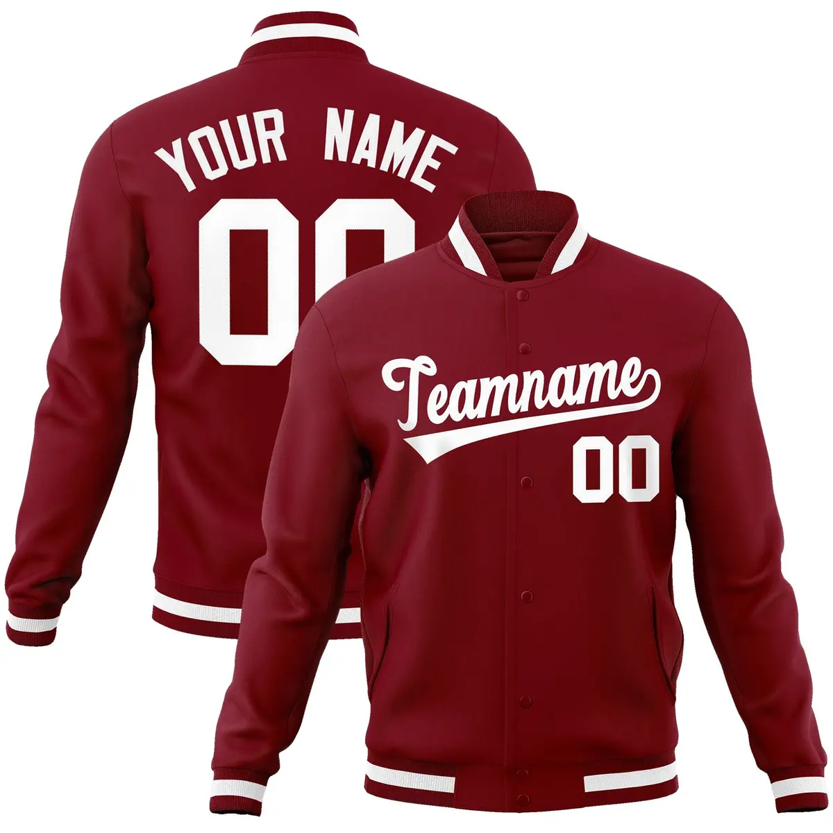 Crimson White Varsity Full-Snap Letterman Jacket