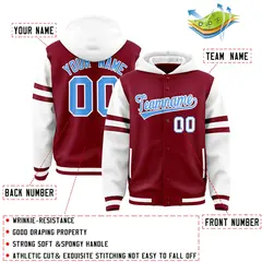 Crimson White Varsity Letterman Hoodie Jacket Raglan Three Stripes 4