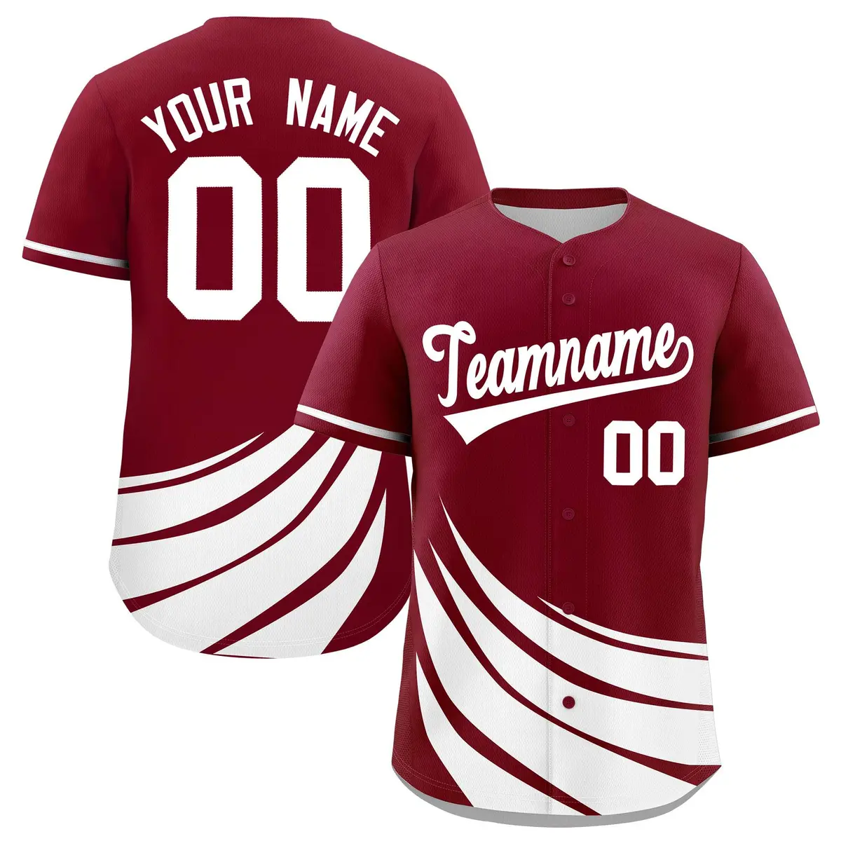 Crimson White Wind Mark Graffiti Pattern Baseball Jersey