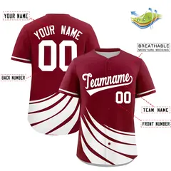 Crimson White Wind Mark Graffiti Pattern Baseball Jersey 2