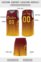 Crimson Yellow-Black Flame Gradient Basketball Jersey 2