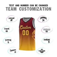 Crimson Yellow-Black Flame Gradient Basketball Jersey 4