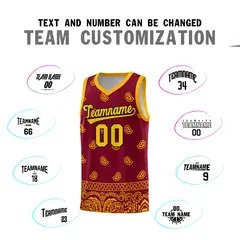 Crimson Yellow Cashew Pattern Basketball Uniform Jersey 25
