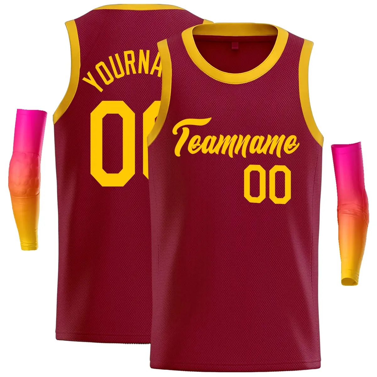 Crimson Yellow Classic Casual Basketball Jersey