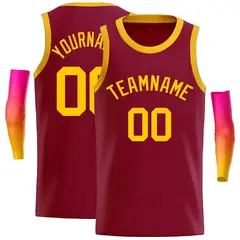Crimson Yellow Classic Casual Basketball Jersey 1