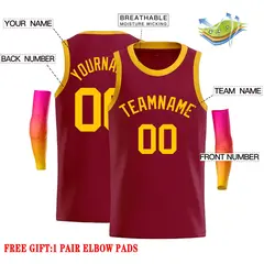 Crimson Yellow Classic Casual Basketball Jersey 2