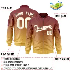 Crimson Yellow-Cream Gradient Varsity Letterman Bomber Jacket 2