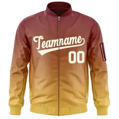 Crimson Yellow-Cream Gradient Varsity Letterman Bomber Jacket 3
