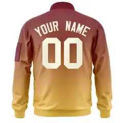 Crimson Yellow-Cream Gradient Varsity Letterman Bomber Jacket 4