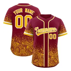 Crimson Yellow Floral Gradient Full Button Baseball Jersey 1