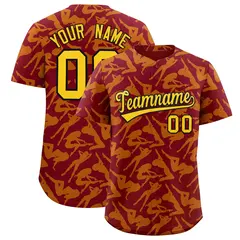 Crimson Yellow Graffiti Pattern Baseball Jersey 1