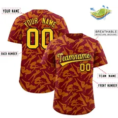 Crimson Yellow Graffiti Pattern Baseball Jersey 2