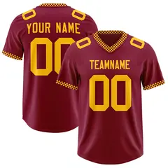 Crimson Yellow Square Neckline Football Jersey 1