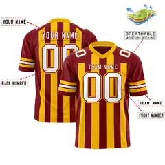 Crimson Yellow Thick Stripe Authentic Football Jersey 2