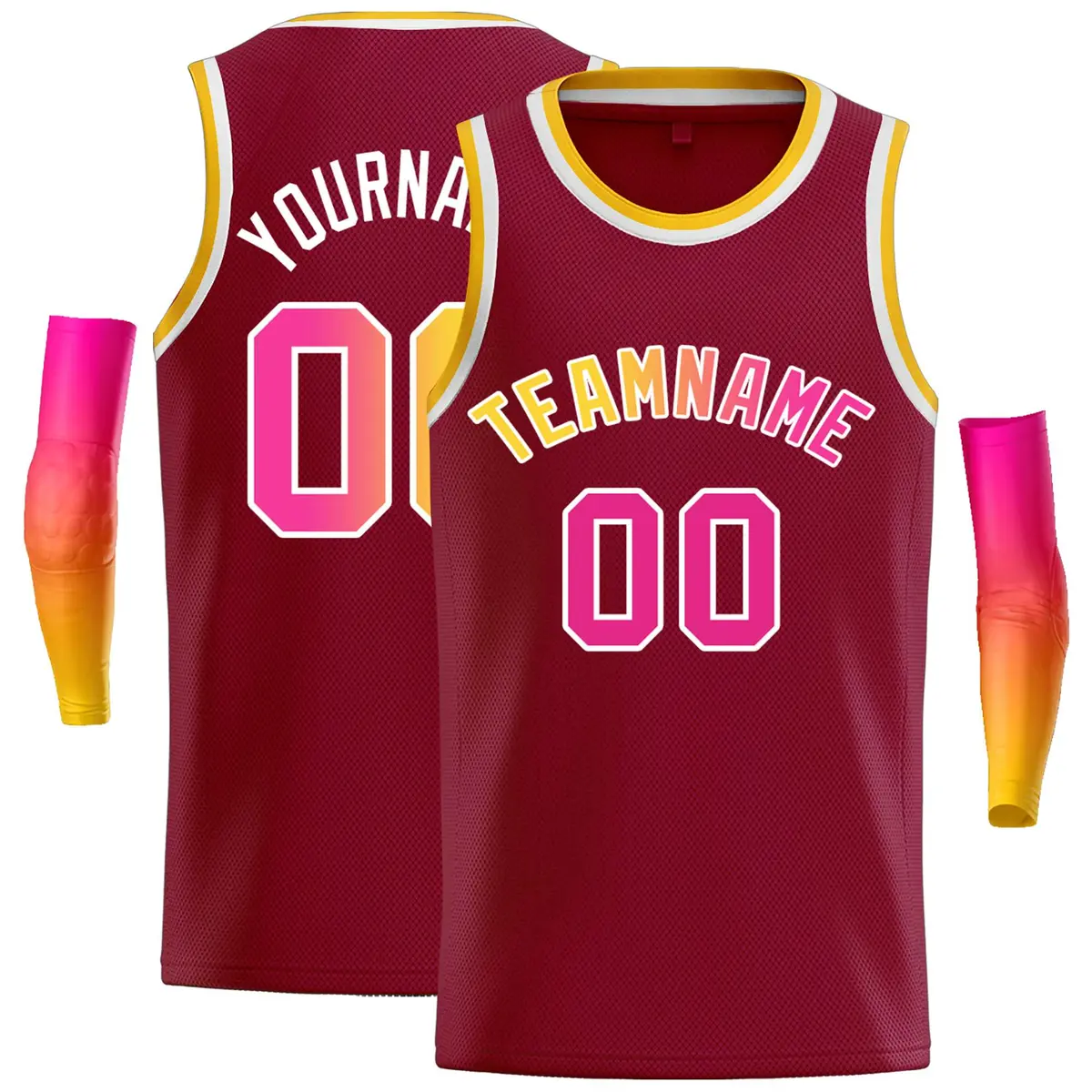 Crimson Yellow-White Classic Casual Basketball Jersey