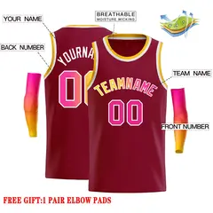 Crimson Yellow-White Classic Casual Basketball Jersey 2