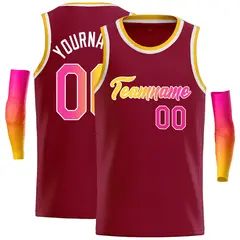 Crimson Yellow-White Classic Casual Basketball Jersey