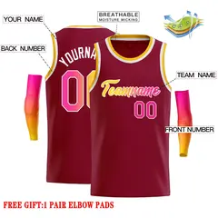 Crimson Yellow-White Classic Casual Basketball Jersey 2