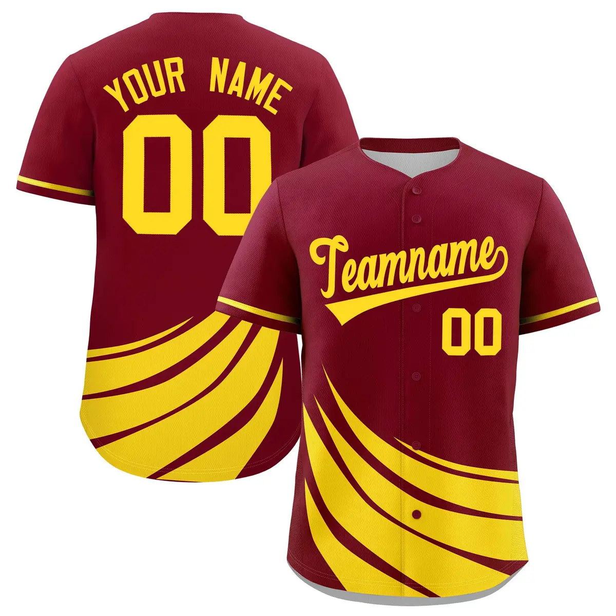 Crimson Yellow Wind Mark Graffiti Pattern Baseball Jersey