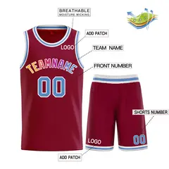 Curved Maroon Powder Blue White Basketball Jersey Sets 3