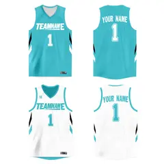 Custom Aqua White Double Side Athletic Basketball Jersey