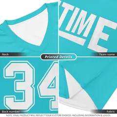 Custom Aqua White Double Side Athletic Basketball Jersey 2