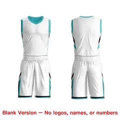 Custom Aqua White Double Side Athletic Basketball Jersey 3
