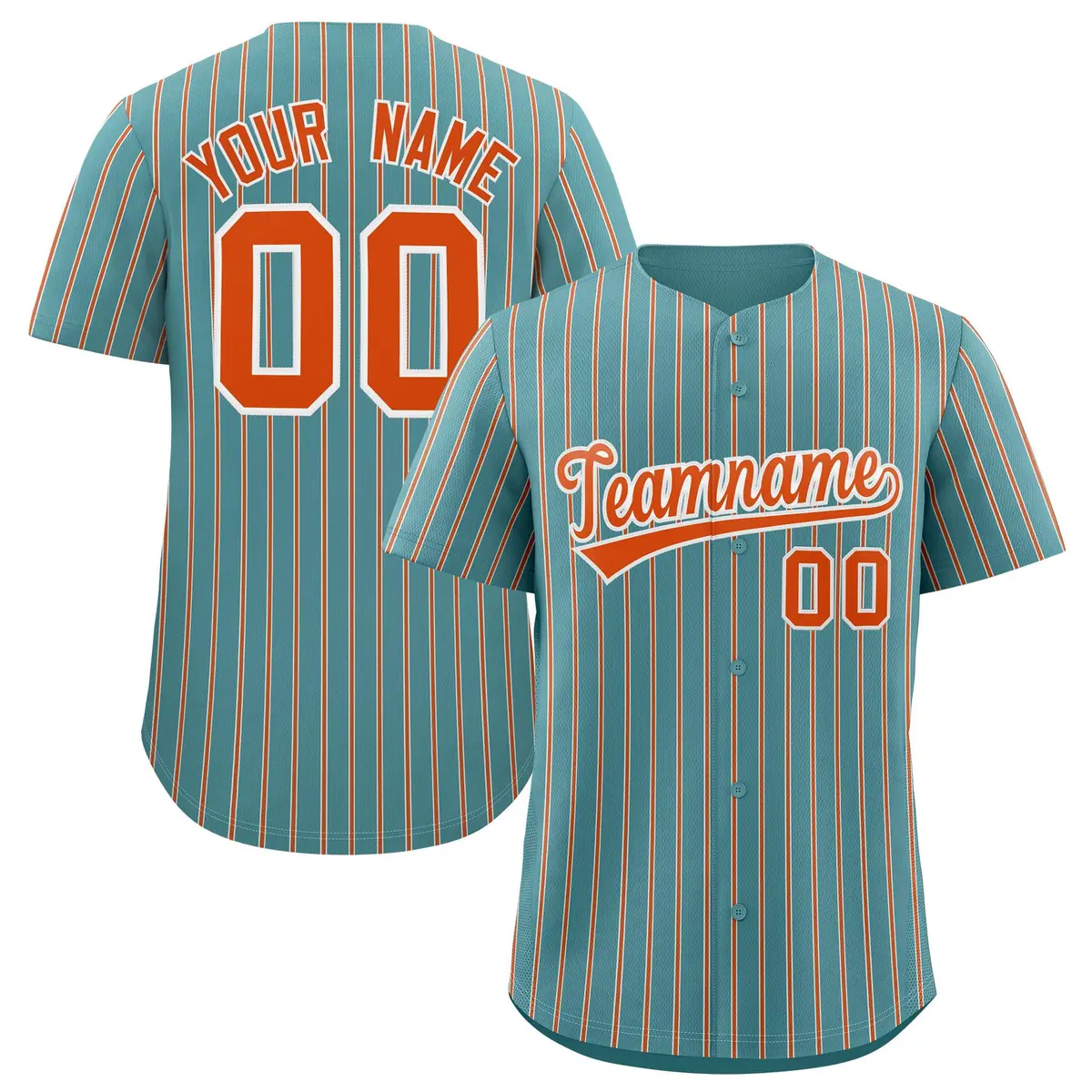 Custom Aqua White Tricolor Stripe Authentic Baseball Jersey