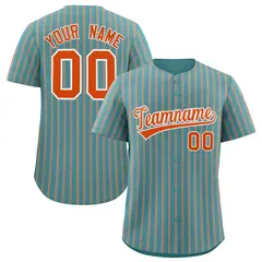 Custom Aqua White Tricolor Stripe Authentic Baseball Jersey