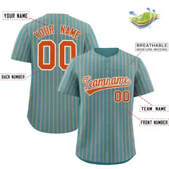 Custom Aqua White Tricolor Stripe Authentic Baseball Jersey 2