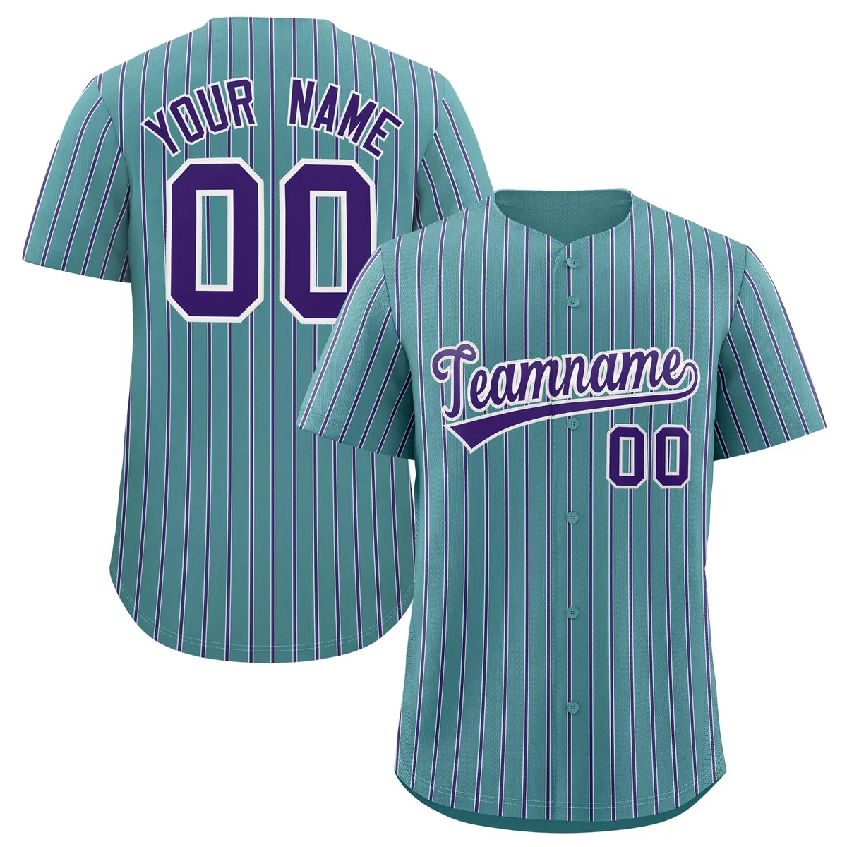 Custom Aqua White Tricolor Stripe Authentic Baseball Jersey