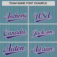 Custom Aqua White Tricolor Stripe Authentic Baseball Jersey 3